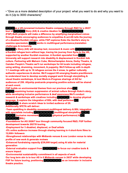 Anonymised project description writing sample